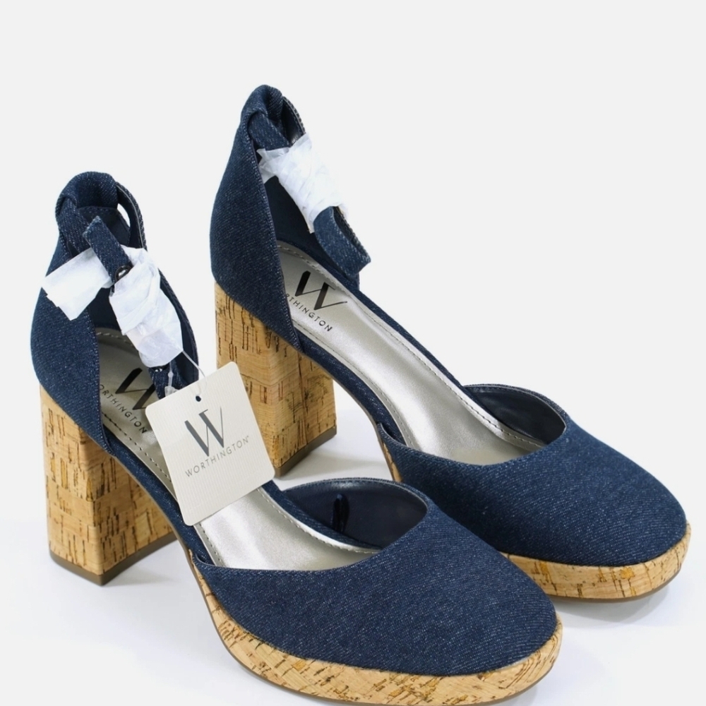 Brand New Worthington *Panama * Denim Platform Sandals.  New with Box.